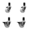 Service Caster 3'' Nylon Wheel Swivel 1-5/8'' Expanding Stem Caster Set 2 Brakes, 4PK SCC-EX20S314-NYS-2-PLB-2-158 - alternate 1